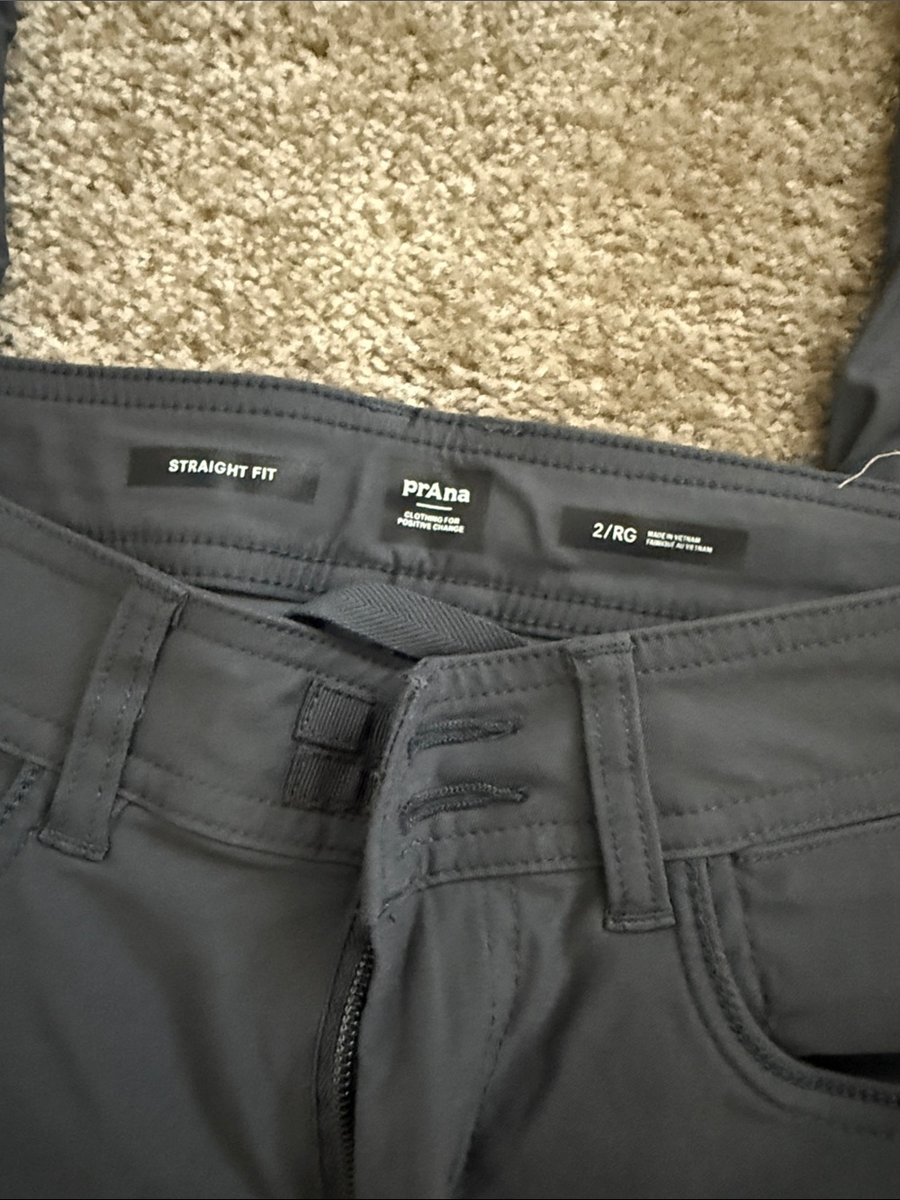 Prana Women’s Straight Leg Hiking Pants in Charcoal Gray